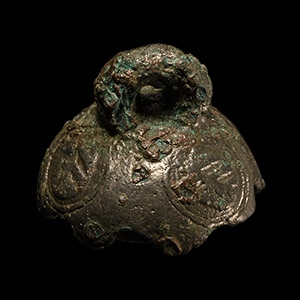 Medieval Bronze Steelyard Weight with Heraldic Shields