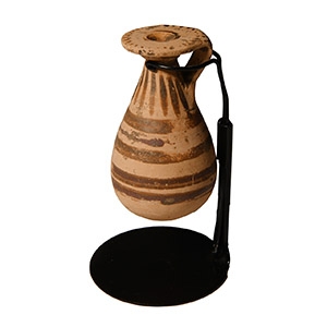 Greek Corinthian Ceramic Alabastron with Geometric Design