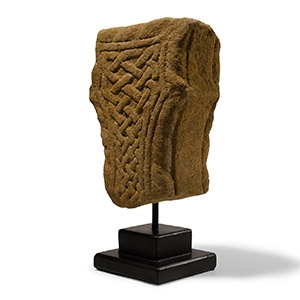 Anglo-Saxon Bifacial Limestone Monumental Cross Arm with Interlaced Panels