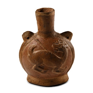 Pre-Columbian Moche Ceramic Vessel Showing a Hunted Deer