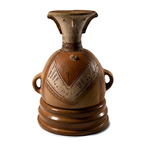 Pre-Columbian Painted Peruvian Inca Libation Vessel
