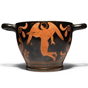 Greek Blackware Skyphos from the Choes Group Workshop of The Iliupersis Painter