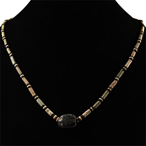 Egyptian Bead Necklace with Hardstone Scarab