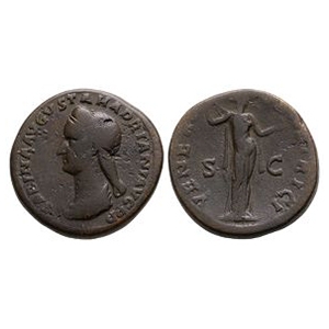 Ancient Roman Imperial Coins - Sabina - Vesta AE Sestertius