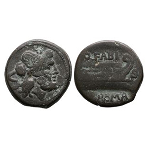 Ancient Roman Republican Coins - Q Fabius Labeo - AE Semis