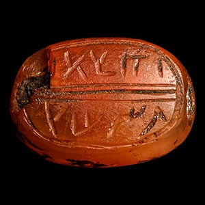 Phoenician Carnelian Scaraboid with Semitic Inscription