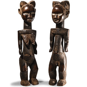 West African Carved Wooden Baule Figure Pair