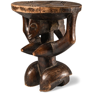 West African Carved Baule Figural Stool