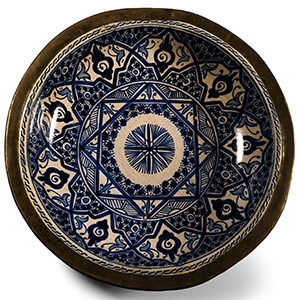 Large Glazed Blue and White Dish