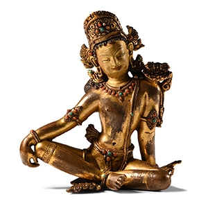 Nepalese Gilt Bronze Avalokita Chitra Vishrama Seated in Rajalalitasana