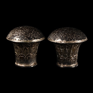 Tibetan Decorated Silver-Coloured Metal Terminals