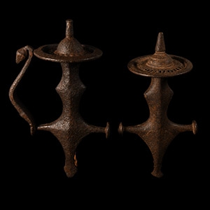 Indian Tulwar Iron Sword Hilt Pair
