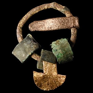 Viking Bronze Ring Brooch with Amulets