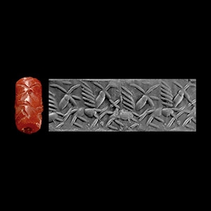 Western Asiatic Carnelian Cylinder Seal with Animals