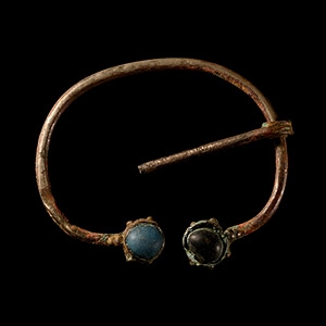 Viking Age Bronze Penannular Brooch with Cabochons