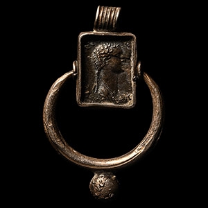 Silver Swivel Pendant with Roman Coin