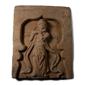 Chinese Song Wall Tile with Flute Player