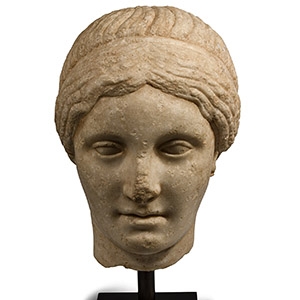 Larger Than Life-Size Hellenistic Style Female Marble Head