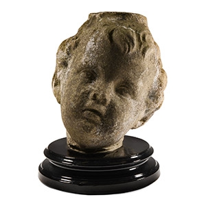 Life-Size Limestone Head of a Cherub