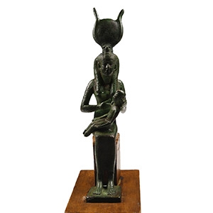 Egyptian Bronze Statuette of Isis in Lactans Pose