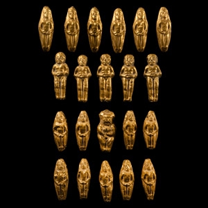 Gandharan Gold Clad Figural Buddha Bead Group