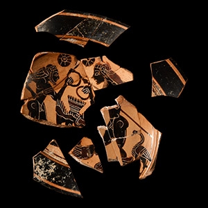 Greek Archaic Laconian Black-Figure Kylix Fragment Group Attributed to the Rider Painter