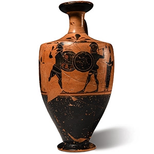 Greek Attic Black-Figure Lekythos with Fighting Hoplites