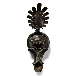 Roman Bronze Lamp with Theatrical Mask