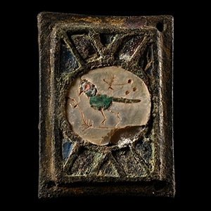 Byzantine Bronze Plaque with Bird Inlay