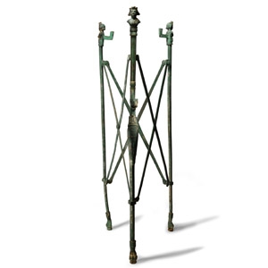 Roman Bronze Folding Tripod with Bacchus Busts and Panther