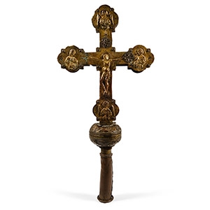 Medieval Gilt Bronze Processional Cross