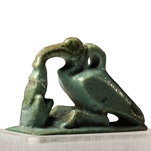 Egyptian Thoth as Ibis and Maat Faience Amulet