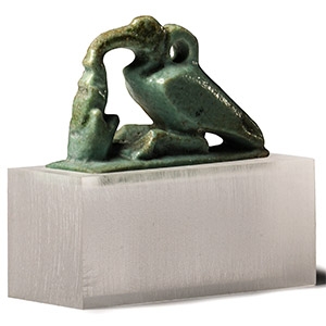 Egyptian Faience Amulet with Thoth as Ibis and Maat