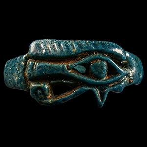 Egyptian Bright Blue Faience Wedjat Eye Ring