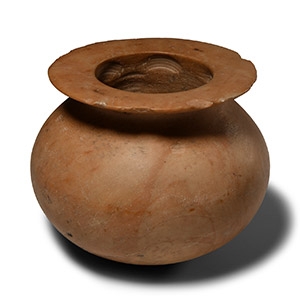 Western Asiatic Mottled Pink Stone Jar