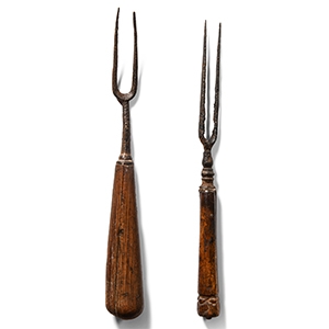 Georgian Thames Iron Forks with Bone Handles