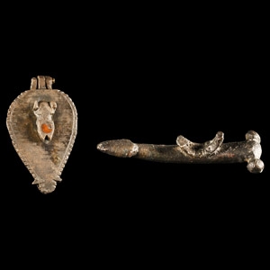 Roman Thames Bronze Phallic Seal Box and Pendant Group