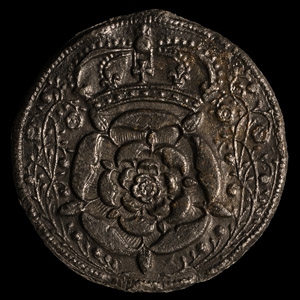 Large Tudor Thames Pewter Loyalist Roundel with Crowned Double Rose