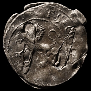 Large Medieval Thames Pewter Double Tax Seal with Lion and Three Crowns