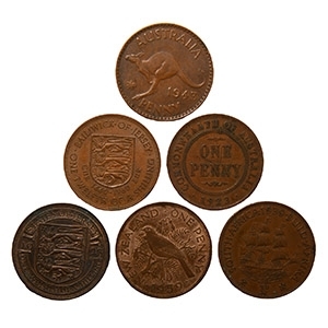World Coins - British Empire - Mixed Pennies Group [6]
