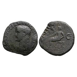 Ancient Roman Imperial Coins - Caligula - Countermarked Vesta AE As