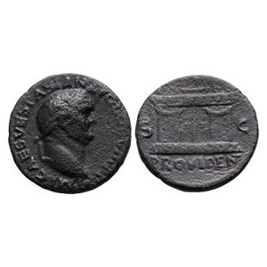 Ancient Roman Imperial Coins - Vespasian - Altar Enclosure AE As