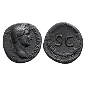 Ancient Roman Imperial Coins - Hadrian - SC in Wreath AE As