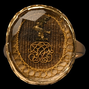 Stuart Period Gold Ring with Crystal Face with Dove of Peace over Cypher