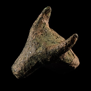 Celtic Bronze Bulls Head Finial