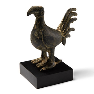 Large Roman Bronze Standing Cockerel Statuette