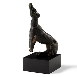 Roman Bronze Seated Greyhound Statuette