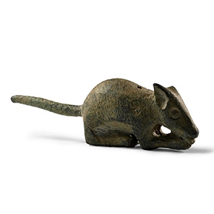 Roman Bronze Nibbling Mouse Statuette