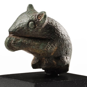 Roman Bronze Mouse Nibbling a Nut Statuette