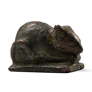 Roman Bronze Nibbling Mouse Statuette